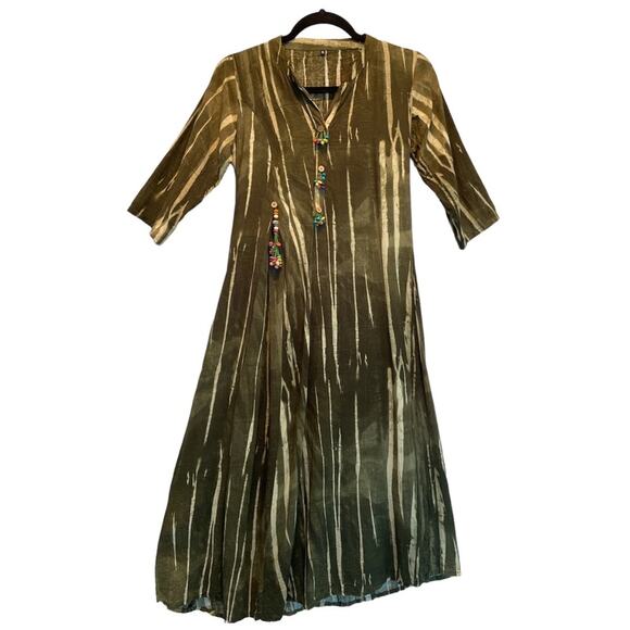 Boho MIDI T-shirt Dress with accent Beads Small - Picture 1 of 9